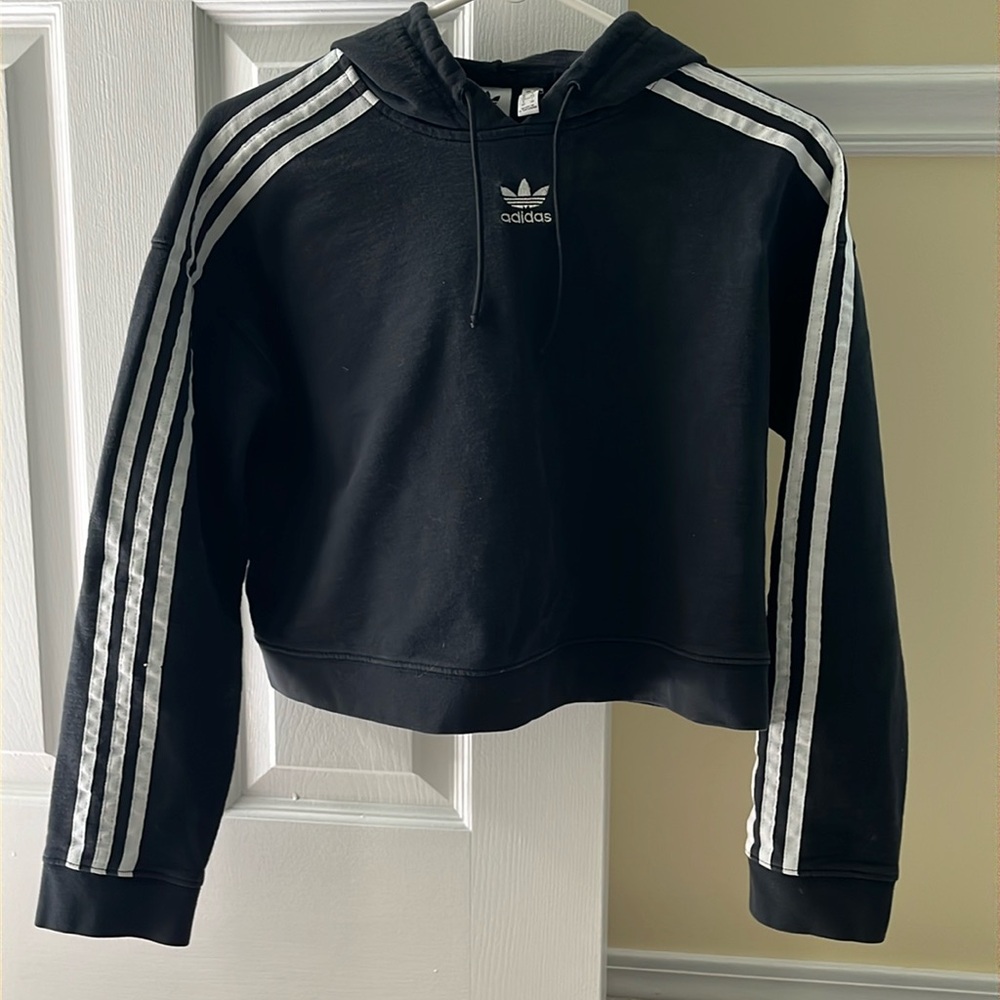 Adidas Black Cropped Hoodie